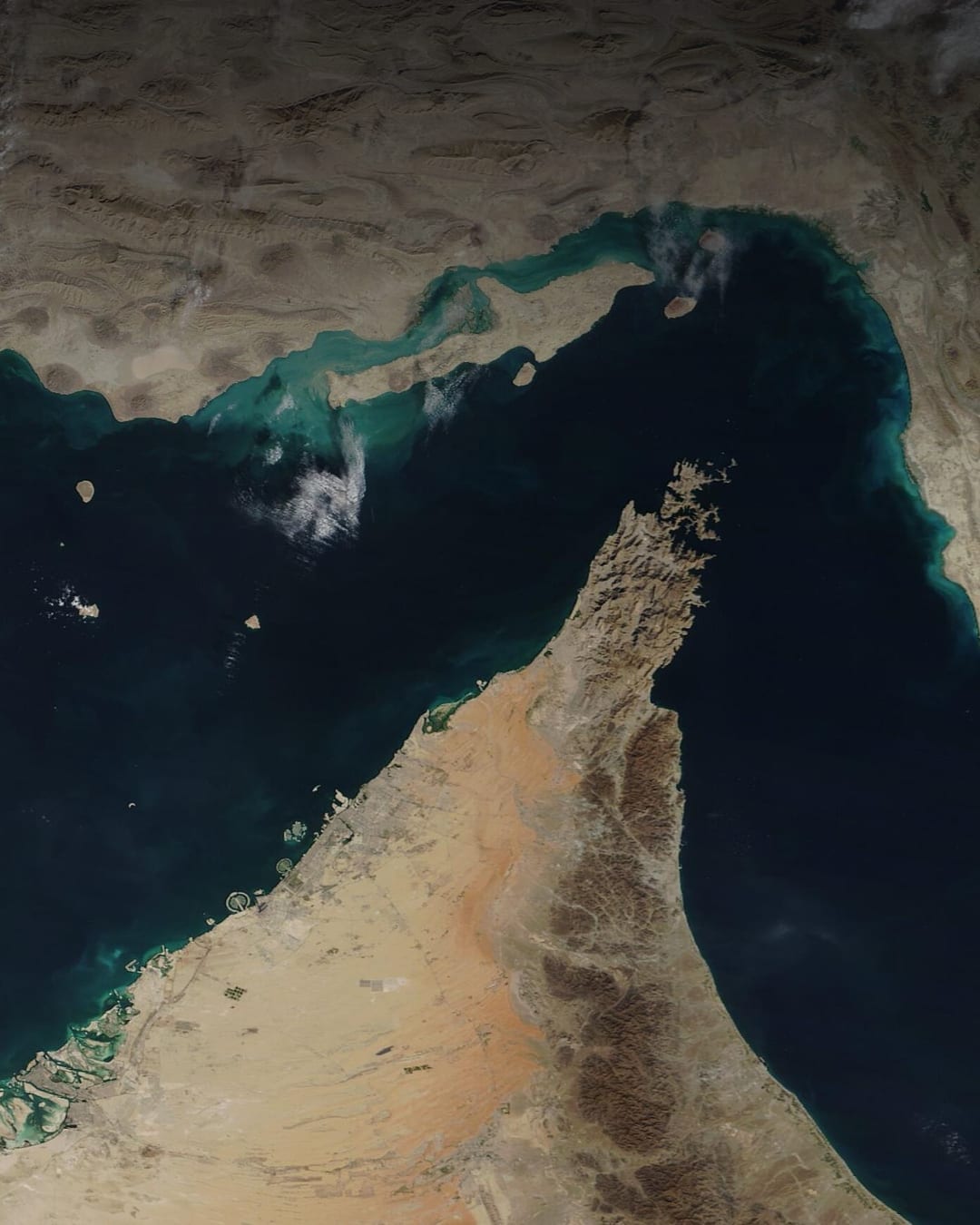 Satellite view of the Strait of Hormuz