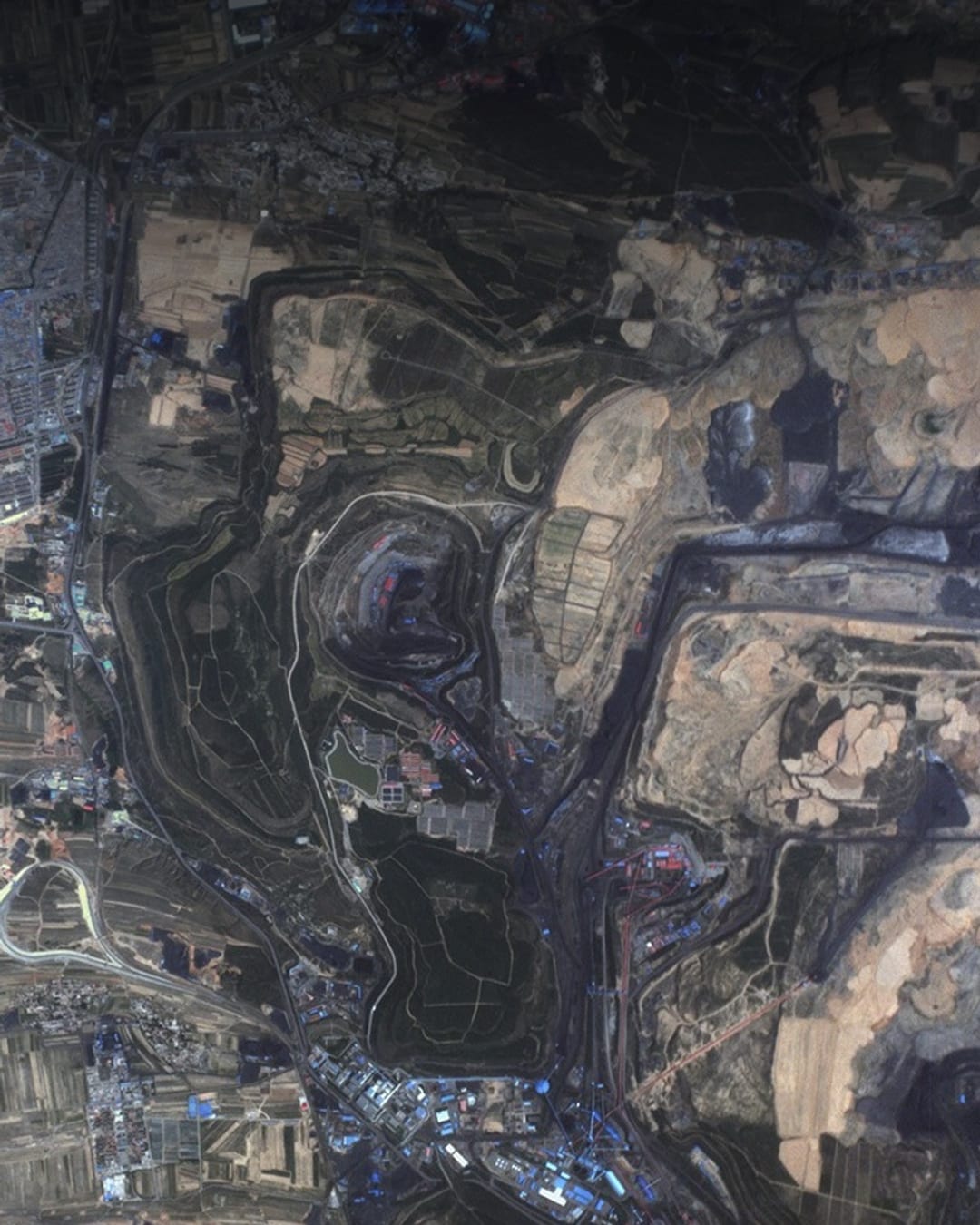 Satellite image of coal mines in Shanxi Province, China